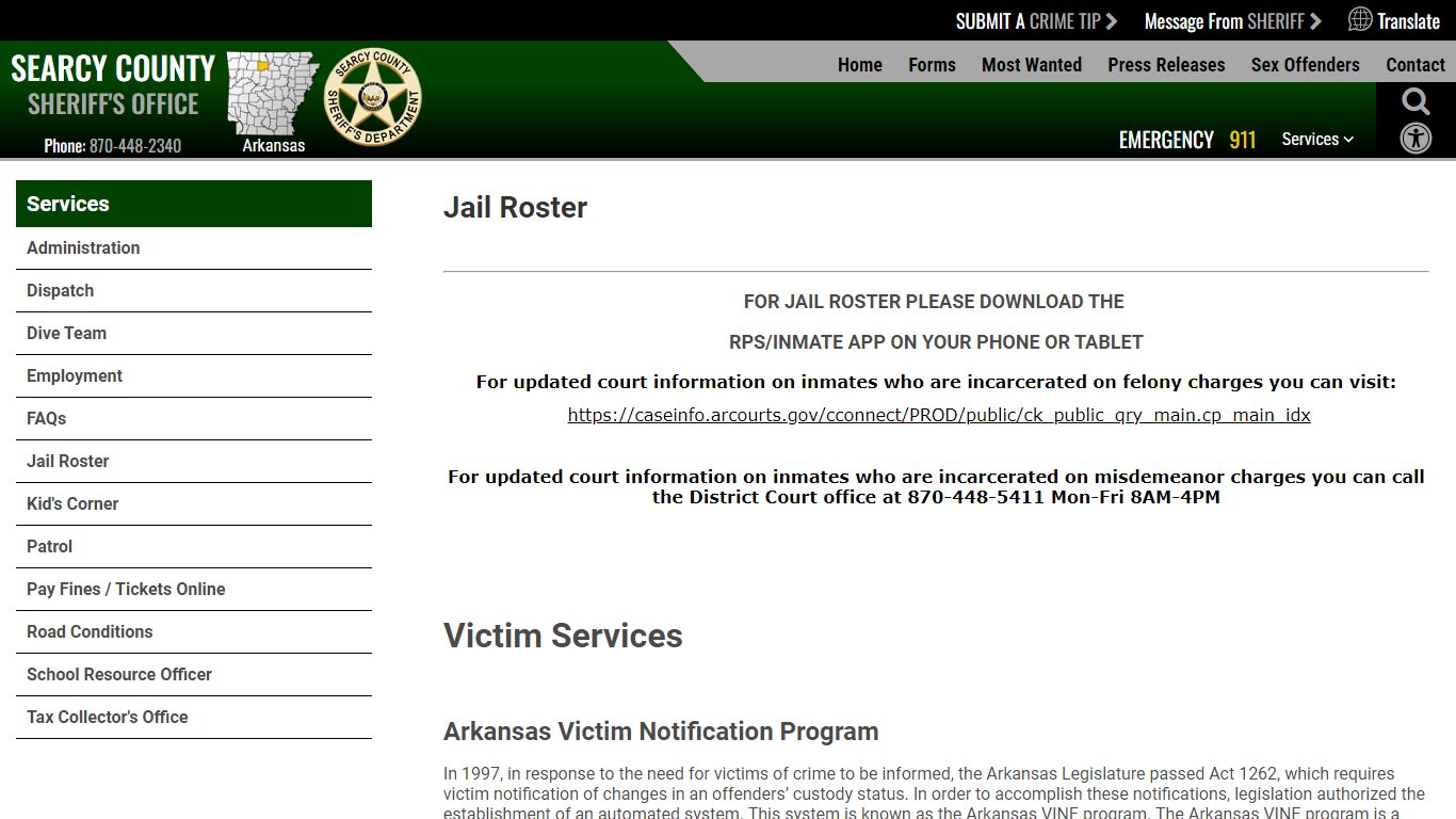 Jail Roster | Searcy County AR Sheriff