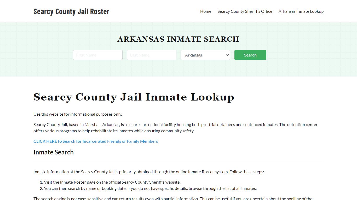 Searcy County Jail Roster Lookup, AR, Inmate Search